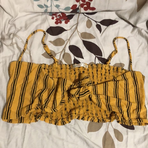 Yellow striped wrap top - Picture 1 of 5